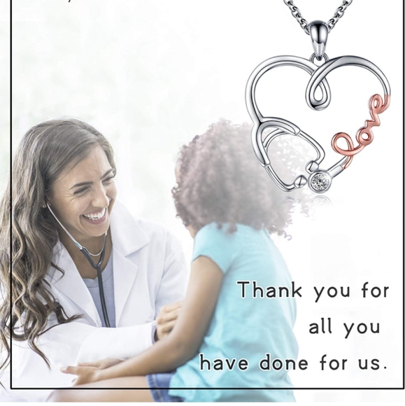 925 Sterling Silver Stethoscope Heart Pendant - Picture 4 of 4